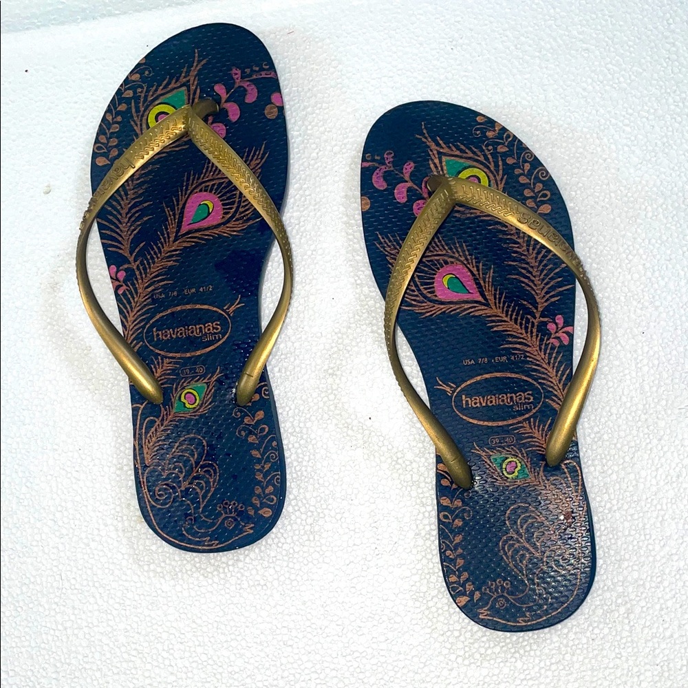 havaianas slim 7/8 gold/peacock